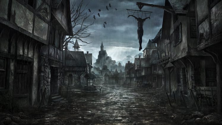 ravens, Castle, House, People, The, City, Well, Art, Corpse HD Wallpaper Desktop Background