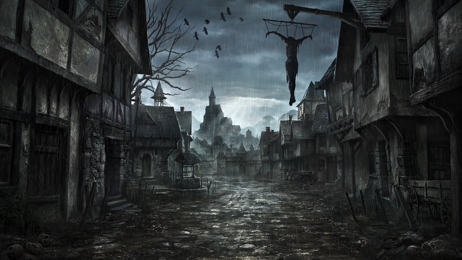 ravens, Castle, House, People, The, City, Well, Art, Corpse Wallpaper