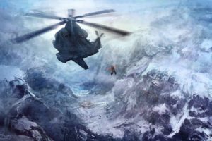 snow, Art, Richard, Chen, Helicopter, Flight, Mountains, People, Base