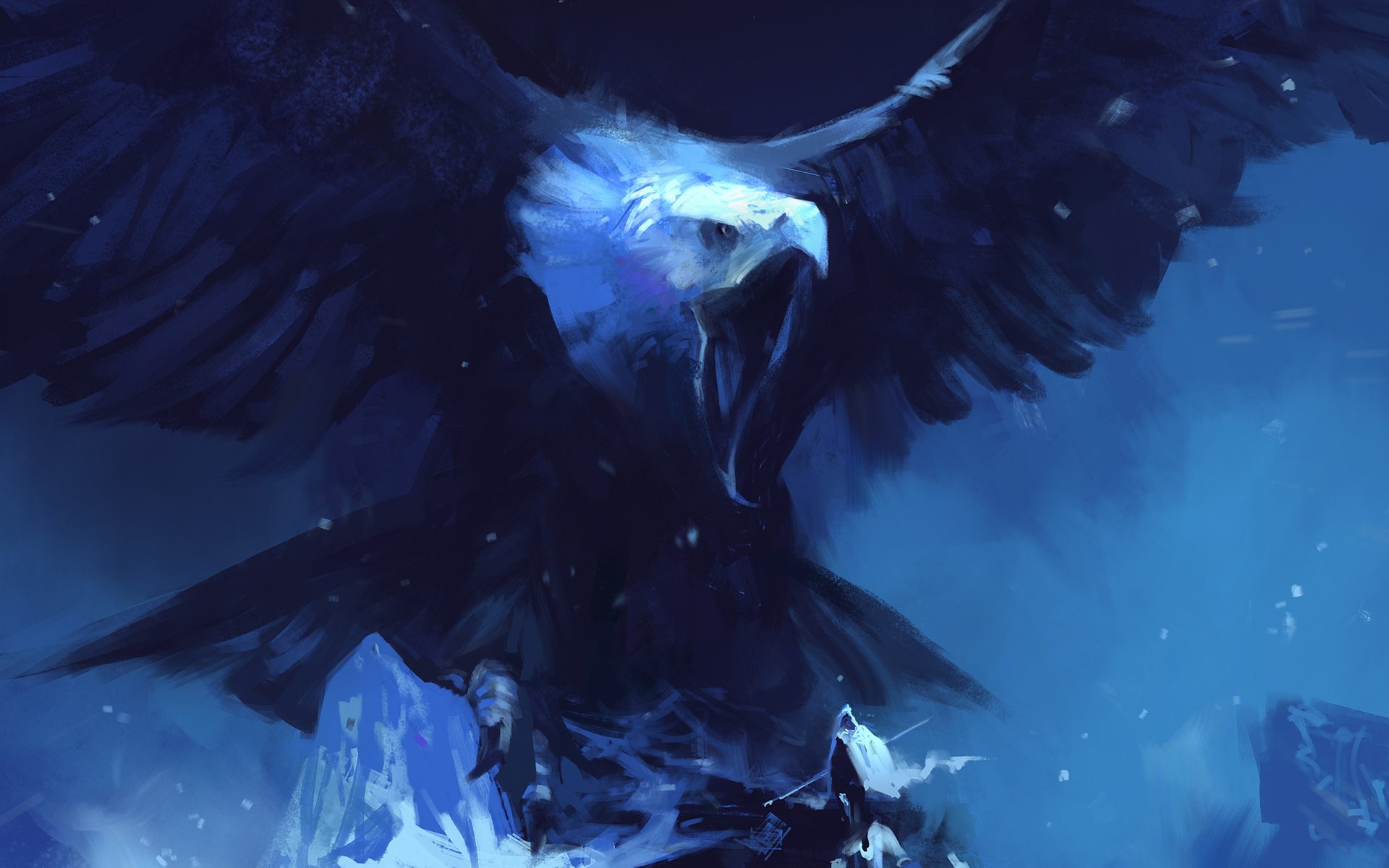 wings, Mountains, People, Eagle, Scale, Giant, Art Wallpaper