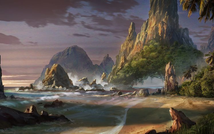 waqas, Mallick, Rock, Art, Beach, Landscape, Fantasy, World HD Wallpaper Desktop Background