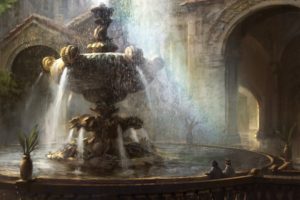 painting, Fountain, Magic, The, Gathering, Water, Adam, Paquette