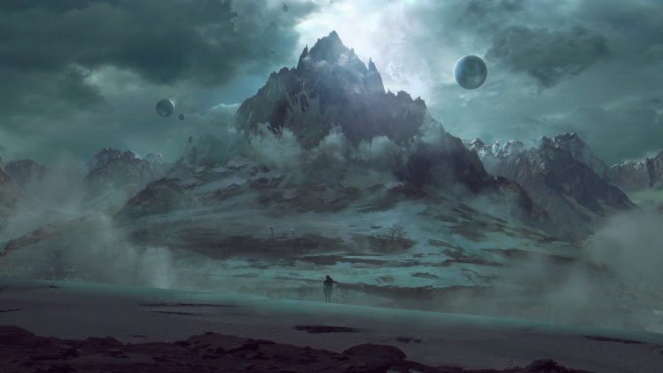 mountains, Planet, Fantasy, Art HD Wallpaper Desktop Background