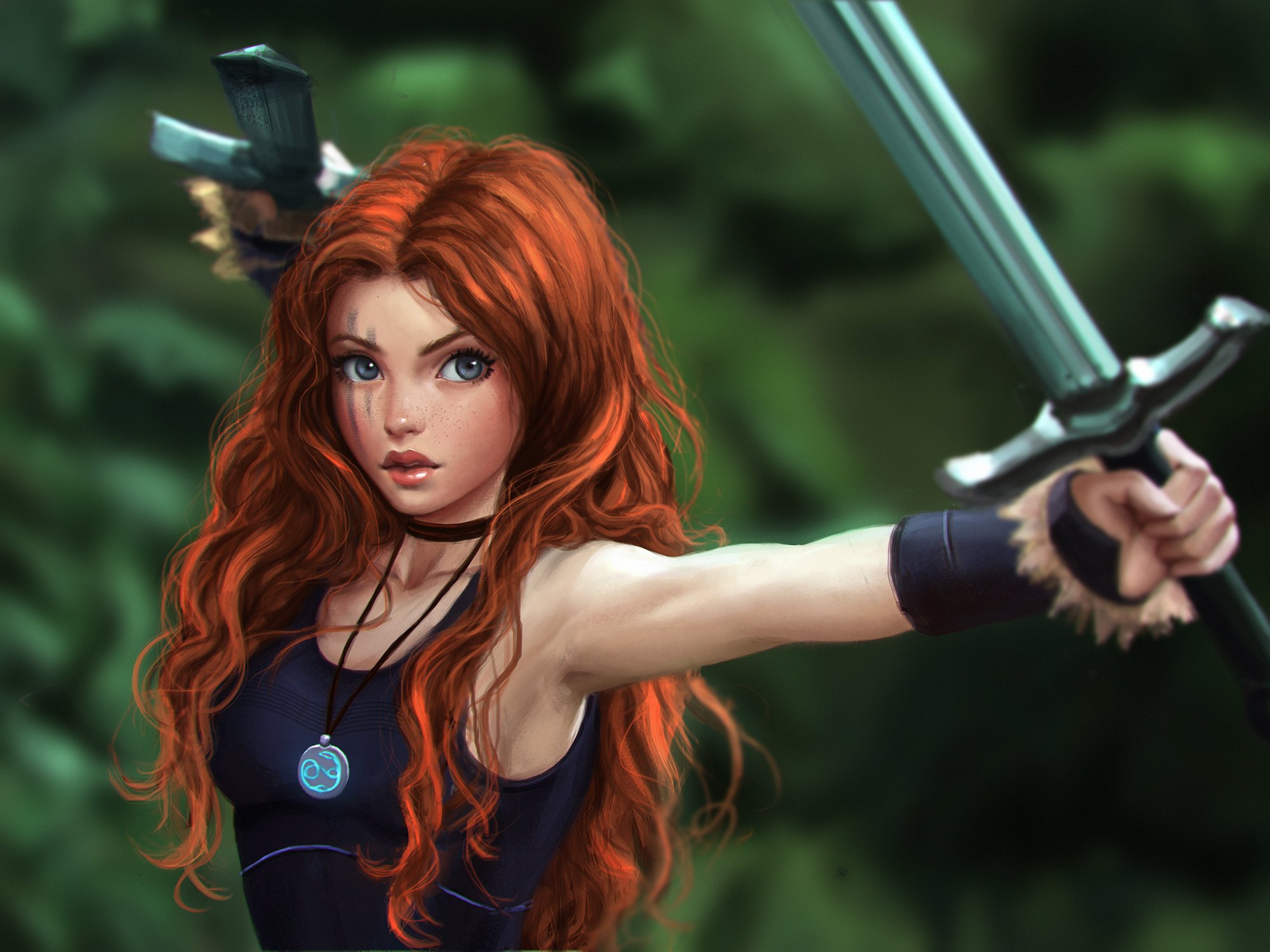fantasy, Art, Celtic, Warrior, Redhead, Sword, Original, Characters Wallpaper