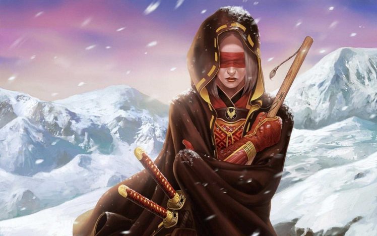 katana, Warrior, Snow HD Wallpaper Desktop Background