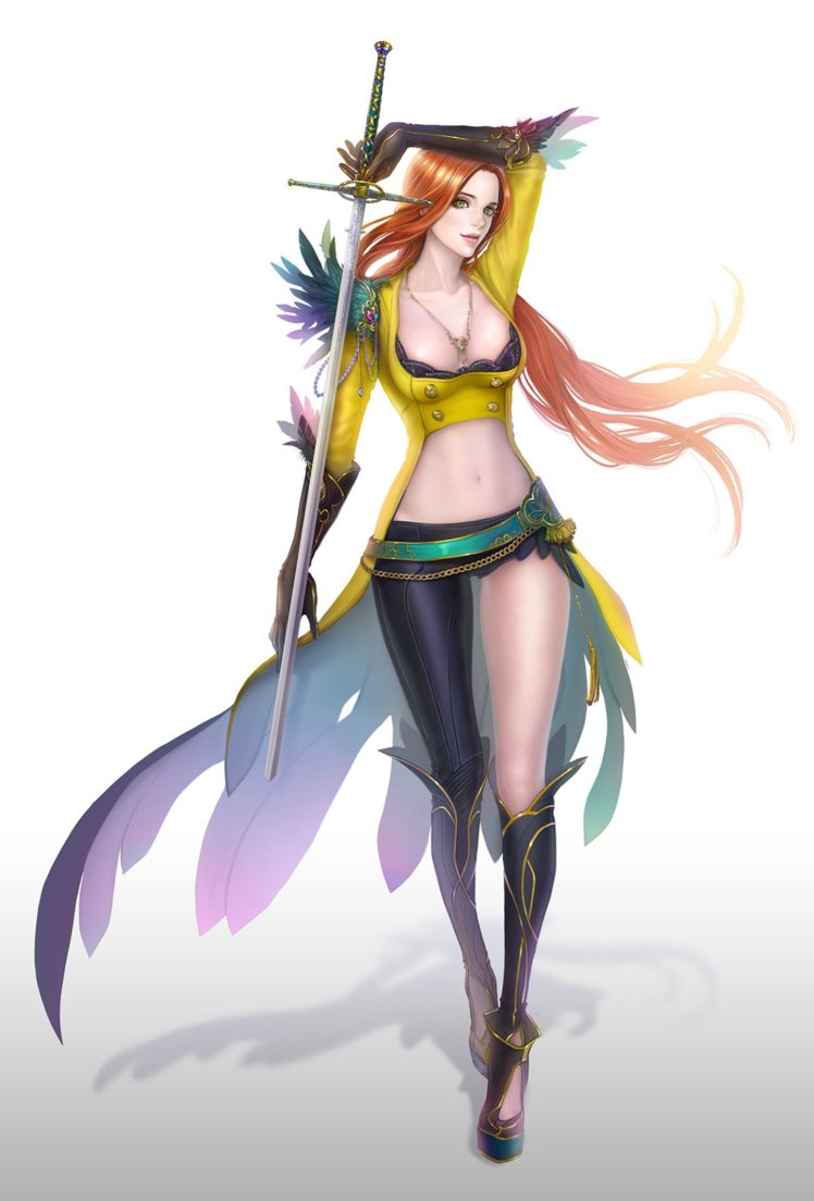 yunhee lee sword woman, Fantasy HD Wallpaper Desktop Background