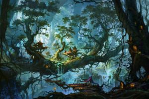 fantasy, Art, Artwork, Digital, Art, Forest, Trees, Waterfall