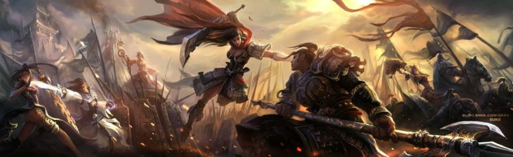 warrior, Girl, Man, Original, Characters, Fantasy, Fantasy, Art HD Wallpaper Desktop Background