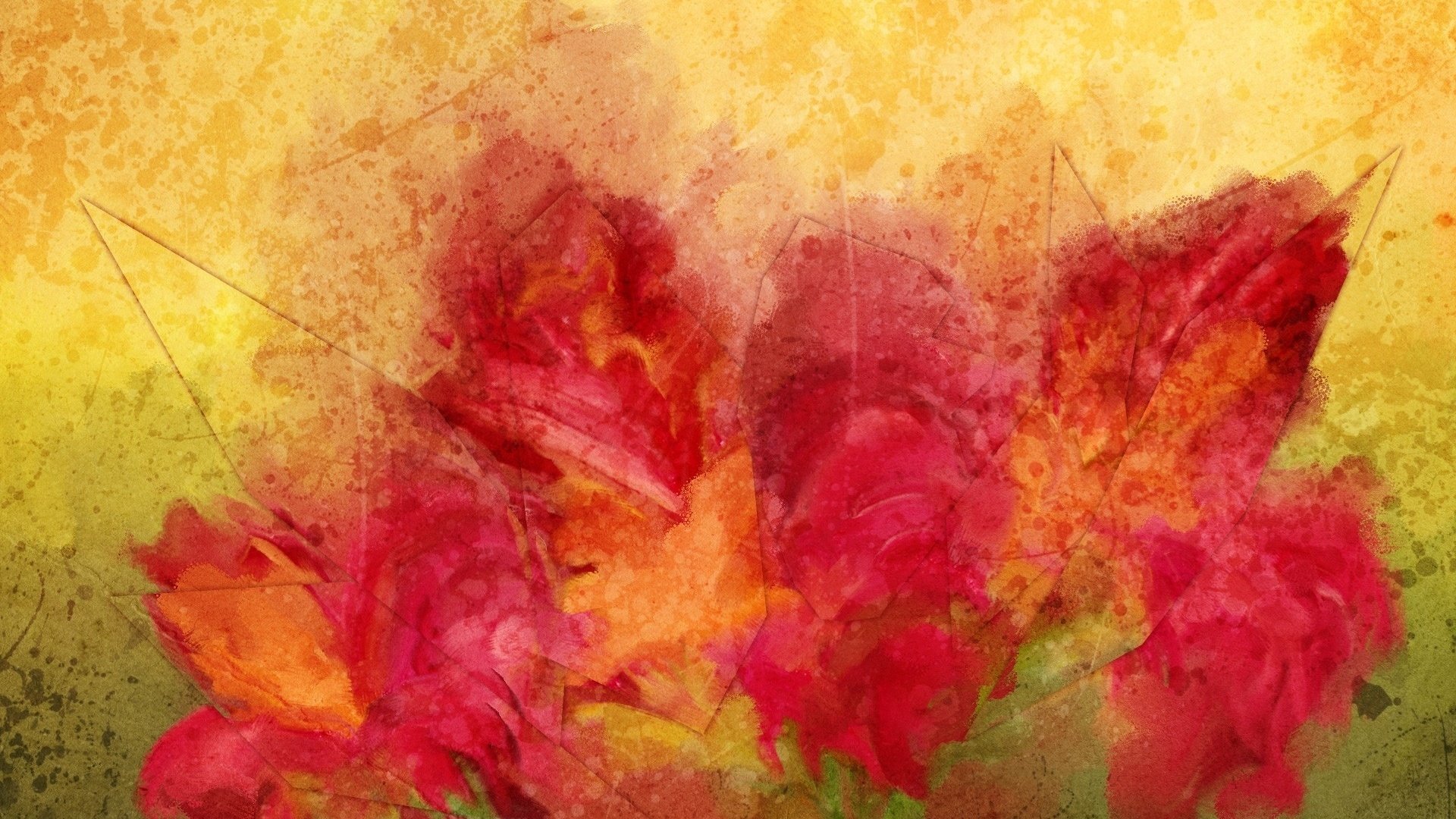 abstract, Red, Flowers Wallpaper
