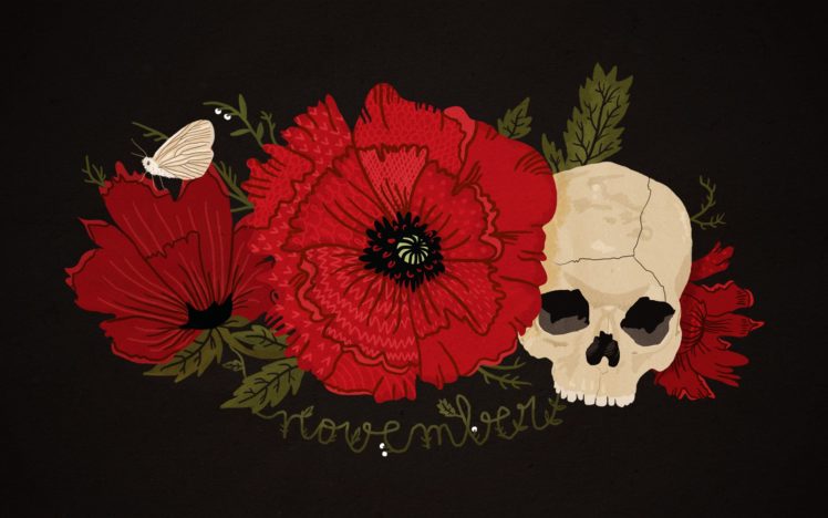 flowers, Skull HD Wallpaper Desktop Background