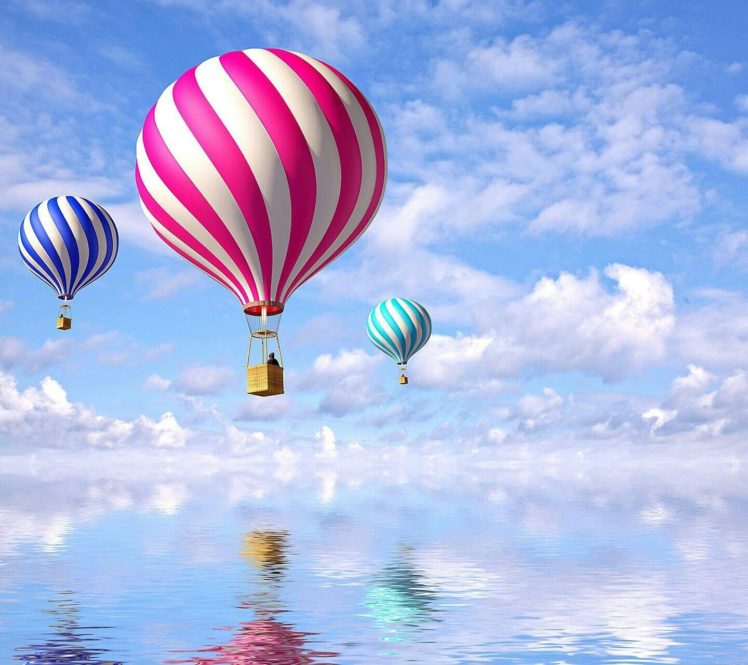 fotos, Sky, Balloons, Cloud, Reflection HD Wallpaper Desktop Background