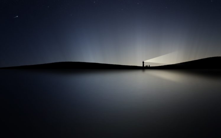 evening, Lighthouse, Lights, Water, Black HD Wallpaper Desktop Background