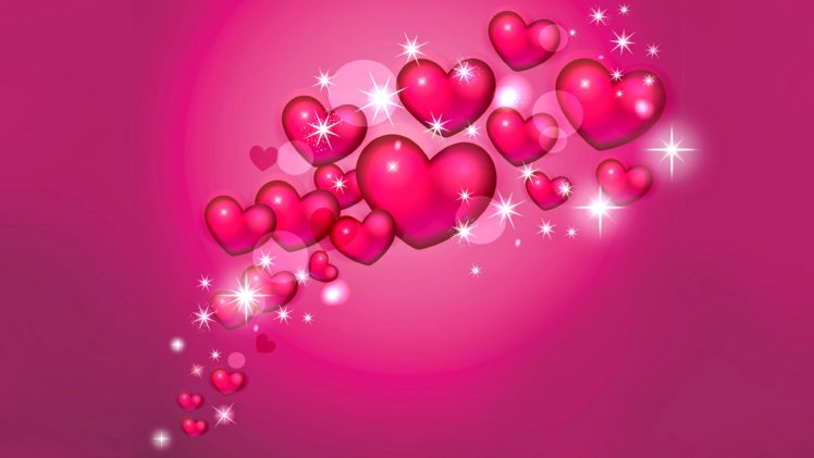pink, Rose, Heart, Wallpapers, Stars, Fantasy, Love HD Wallpaper Desktop Background