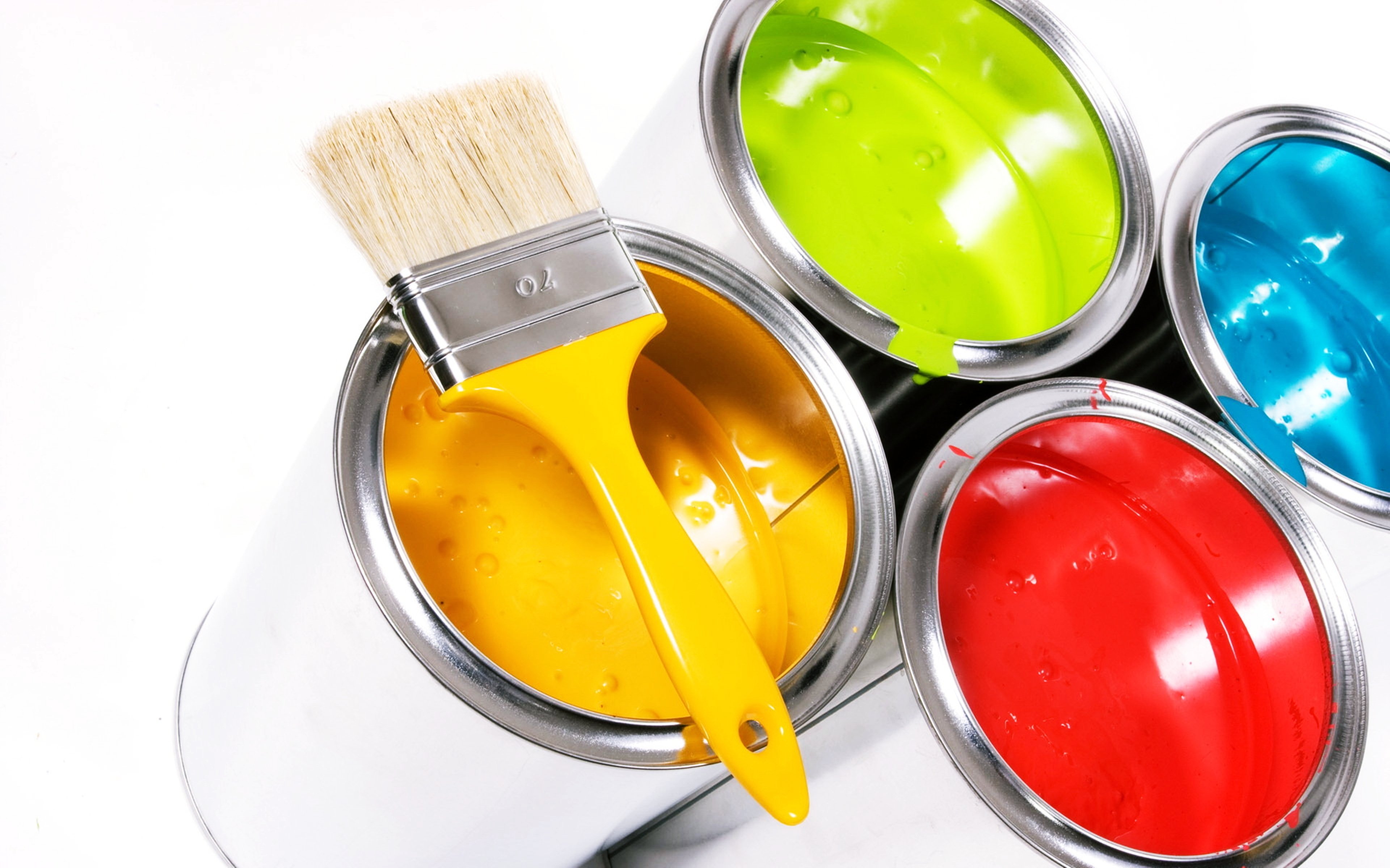 colors, Dyes, Buckets, Painting, Daubing, Varnishing, Yellow, Red, Blue, Green Wallpaper