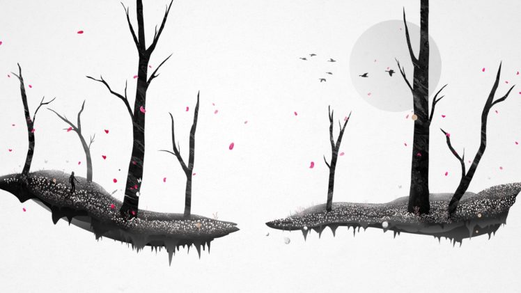 japon, Tree, Petals, Birds HD Wallpaper Desktop Background