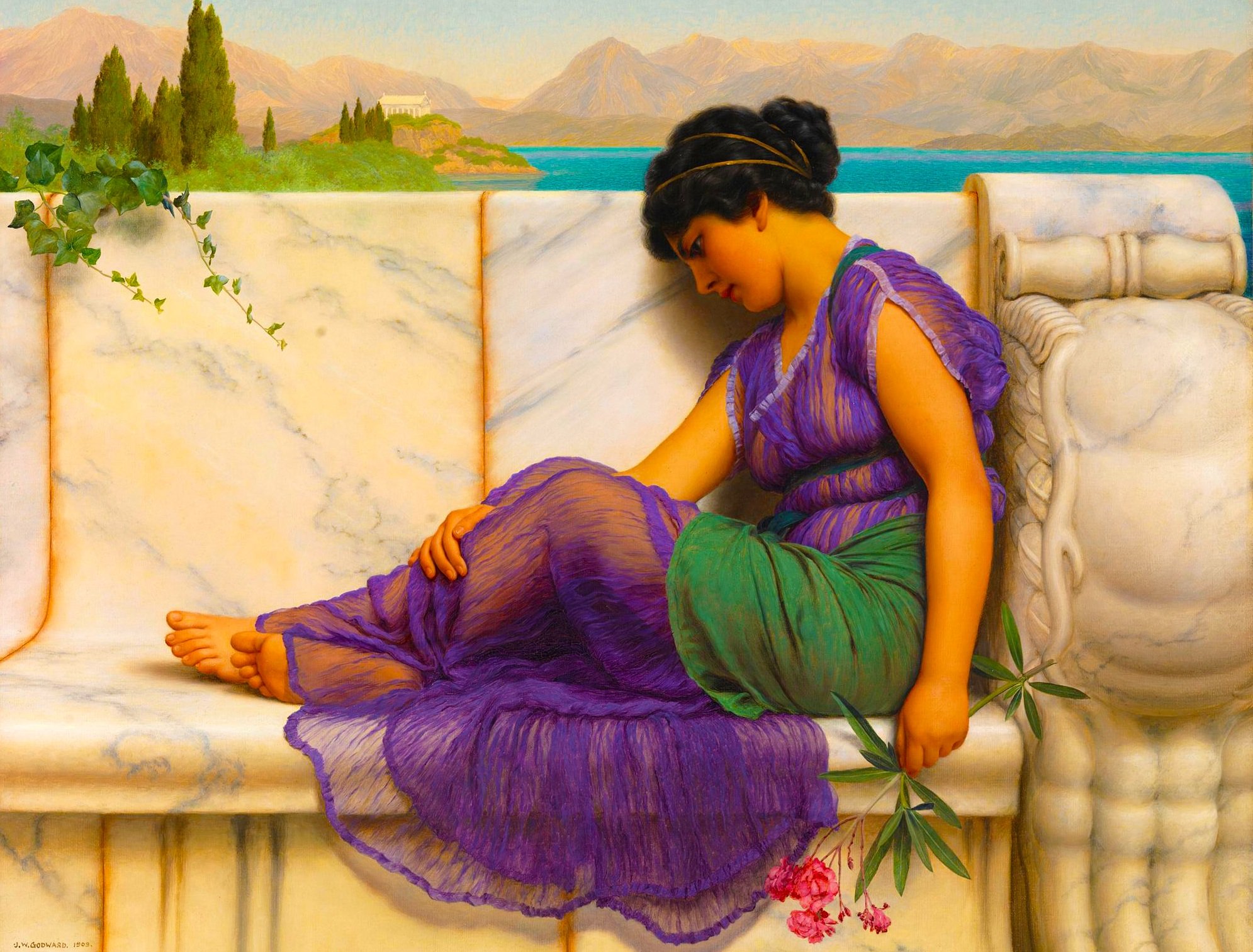 art, Girl, Flower, Oil, Orantalist Wallpaper