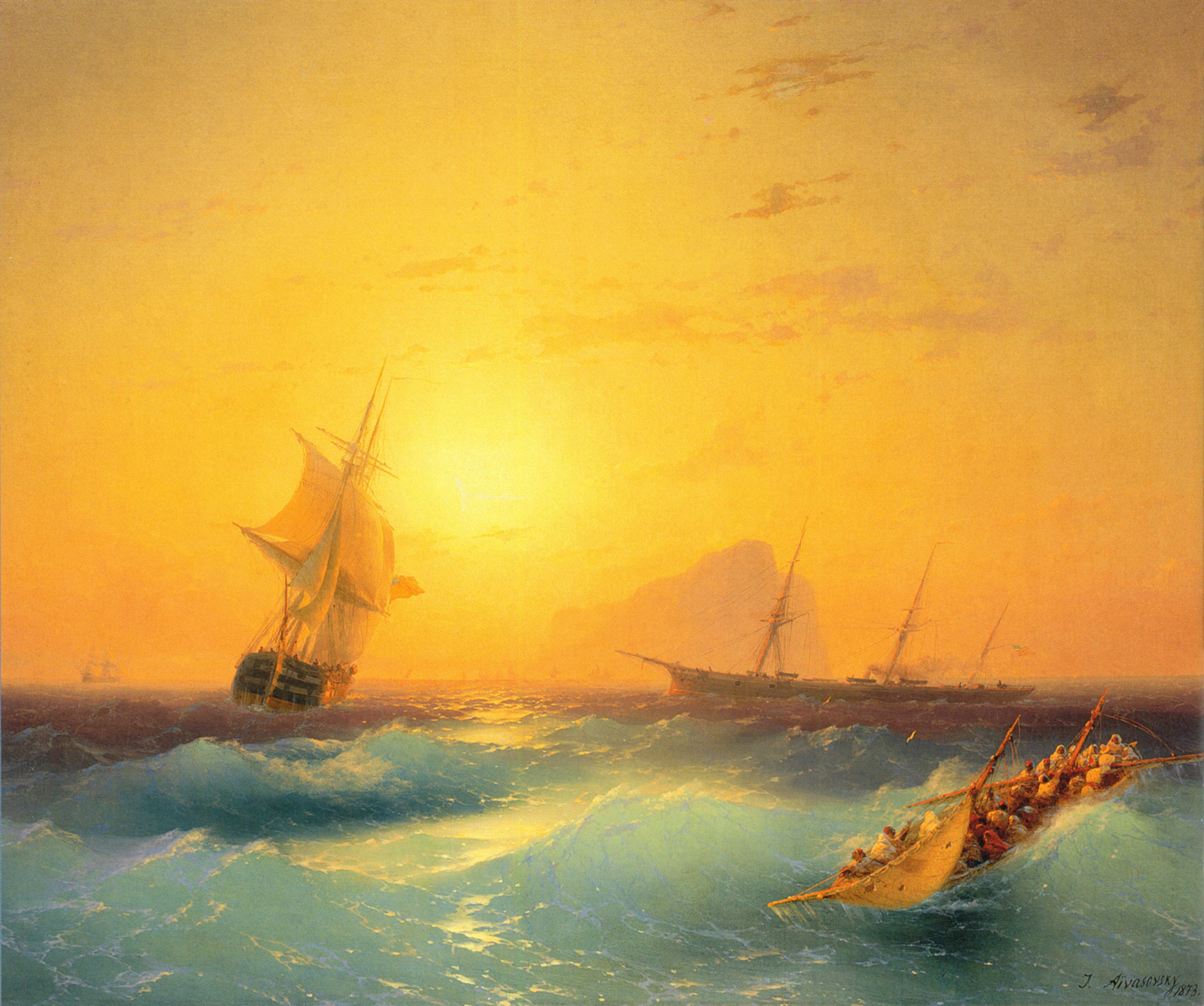 art, Shipping off the rock of gibraltar Wallpaper