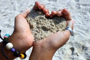 hands,  , Heart, Sand