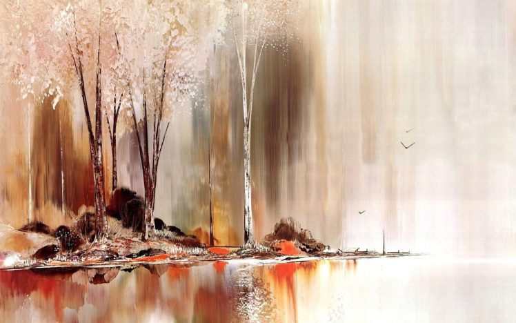 lake, Autumn, Art, Oil, Beautiful HD Wallpaper Desktop Background