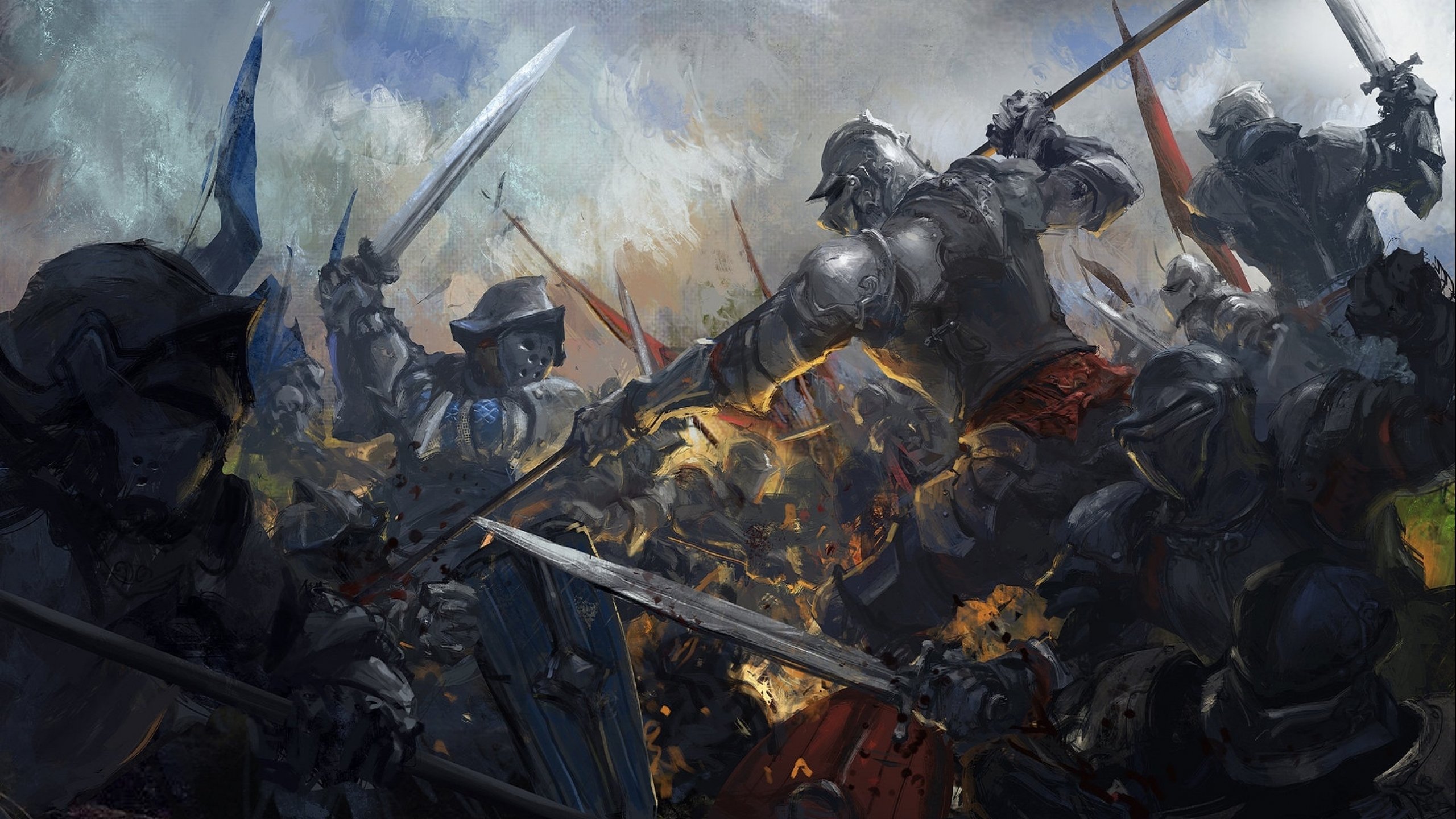 fantasy, Artwork, Art, Warrior, Knight, Fighting, Battle Wallpaper