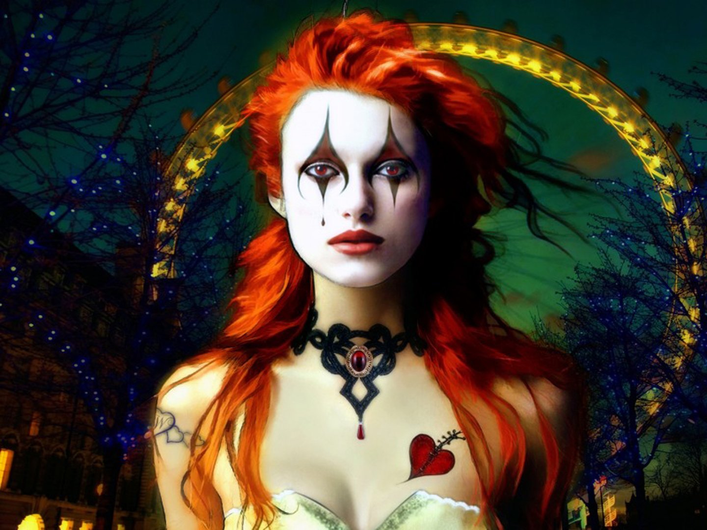 fantasy, Girl, Makeup, Red, Hair, Beautiful Wallpaper