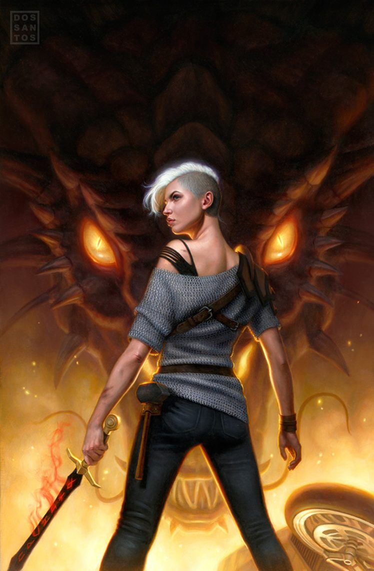 Forged Fire Illustration Fantasy Dragon Girl Woman Warrior