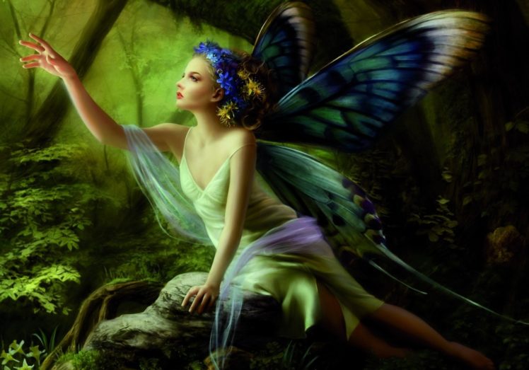 arts, Hand, Sitting, Forest, Stone, Fairy, Butterfly, Wings, Girl HD Wallpaper Desktop Background