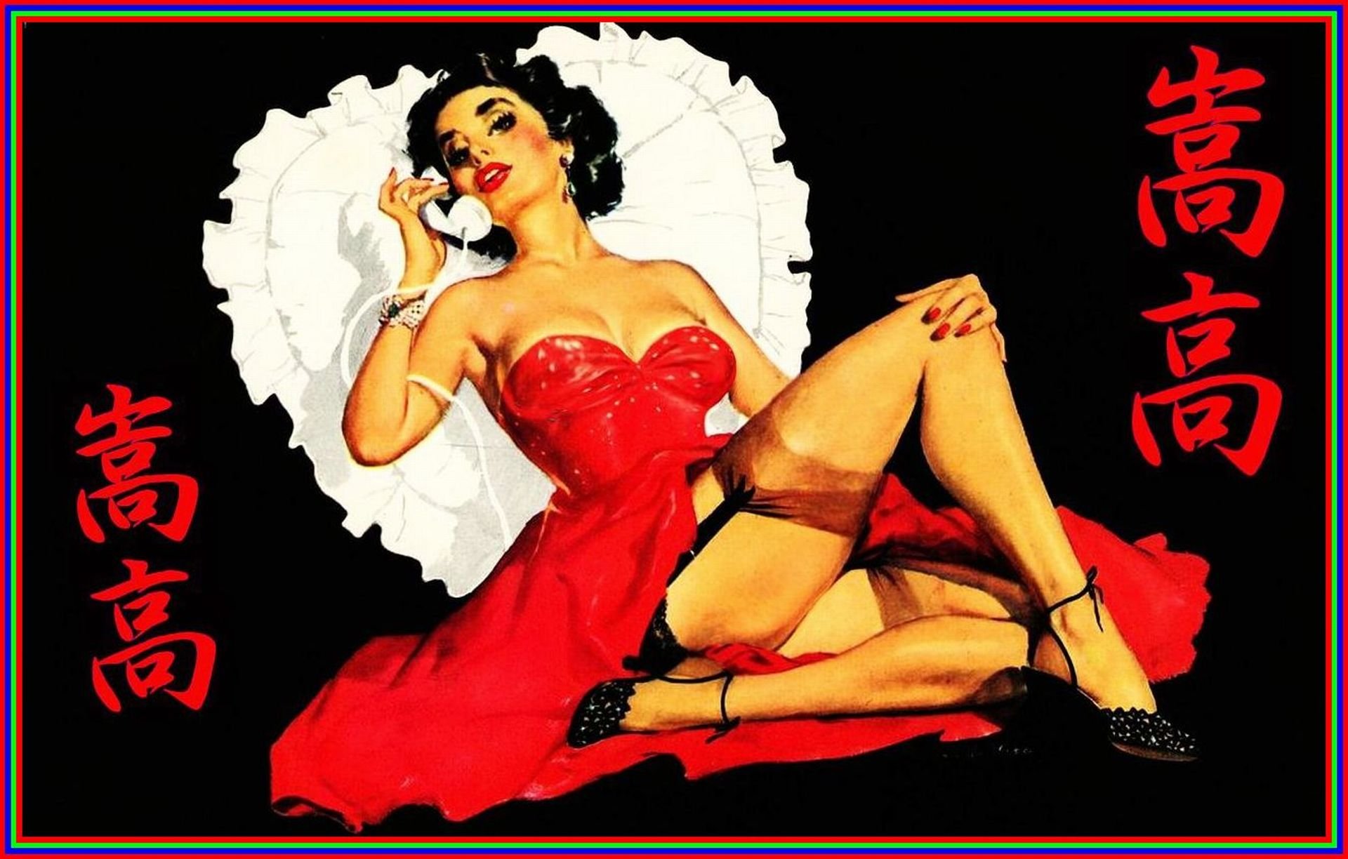 ernest, Chiriaka, Pinup, Red, Japanoise Wallpaper