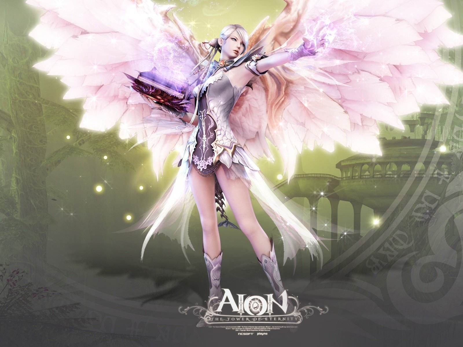 aion, The, Tower, Of, Eternity, Girl, Bow, Arrows, Magic Wallpaper