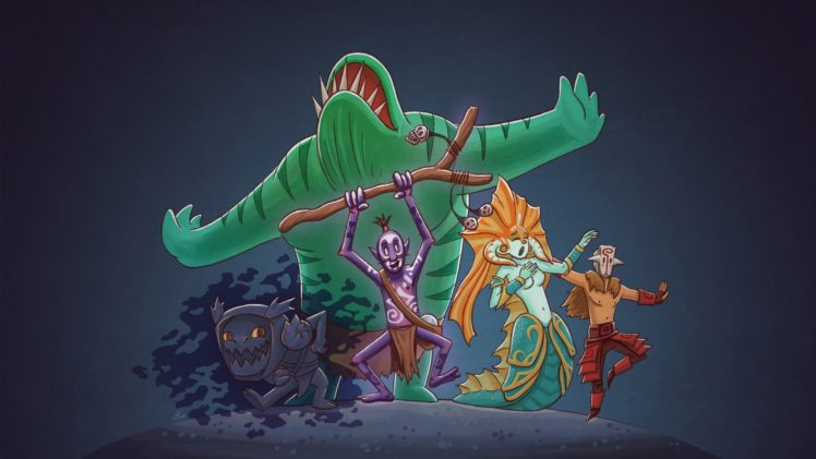 dota, 2, Juggernaut, Naga, Siren, Witch, Doctor, Slark, Monster, Mermaid, Tidehunter, Games, Fantasy HD Wallpaper Desktop Background