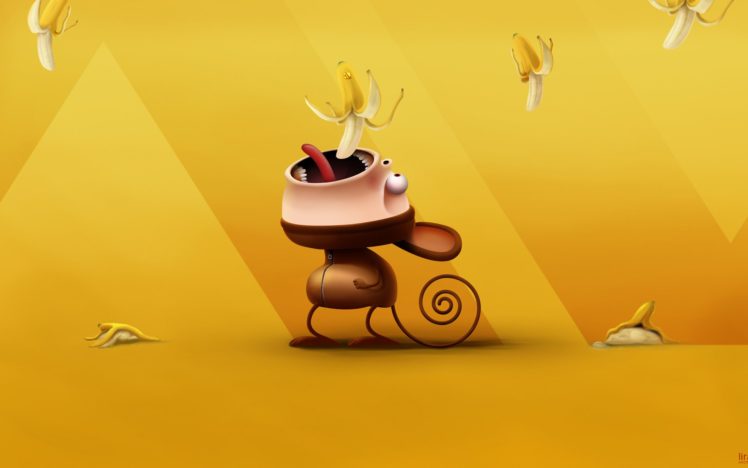 funny, Banana, Monkey HD Wallpaper Desktop Background