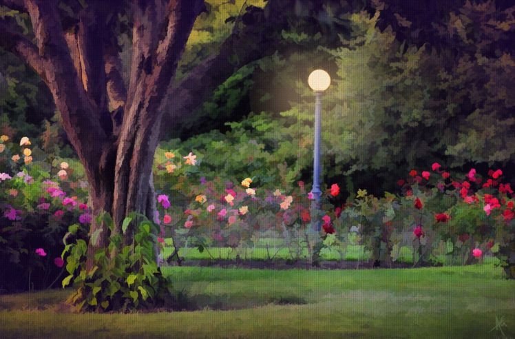 art, Painting, Oil, Tree, Park, Beauty HD Wallpaper Desktop Background