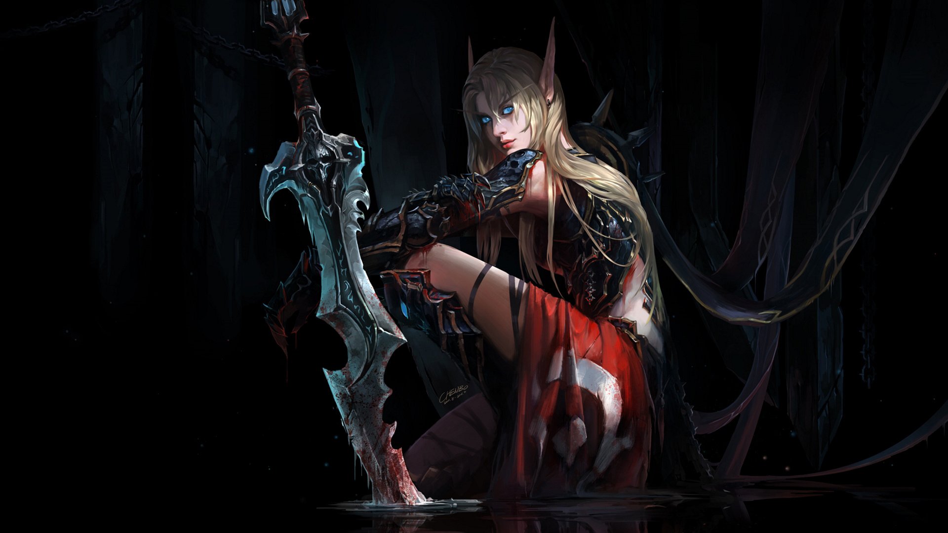 blizzard, Warcraft, Art, Drawing, Fantasy, Girl, Elf, Blood, Elf