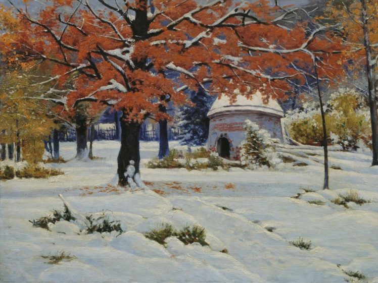 winter, Tree, Snow, Beauty, Landscape, Oil, Painting, Art HD Wallpaper Desktop Background