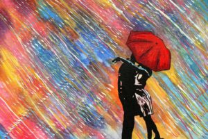 couple, Love, Red, Romantic, Umbrella