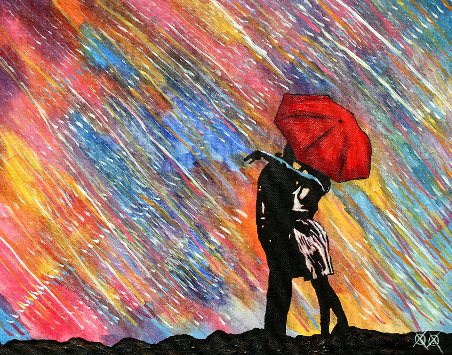 couple, Love, Red, Romantic, Umbrella Wallpaper
