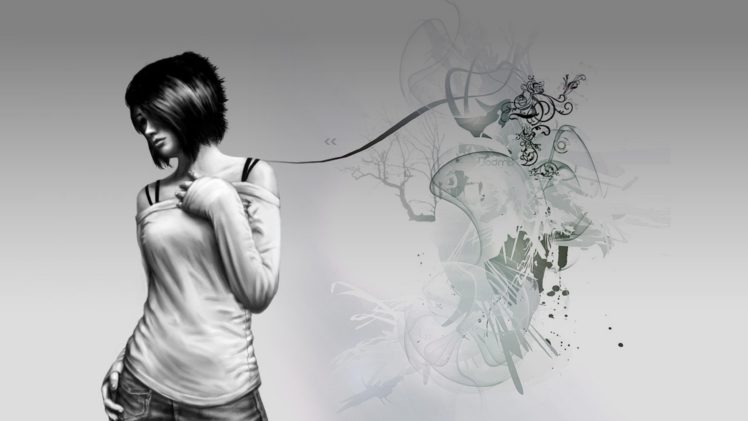 mujer, Abstracto, Blanco, Negro, Pintadas HD Wallpaper Desktop Background