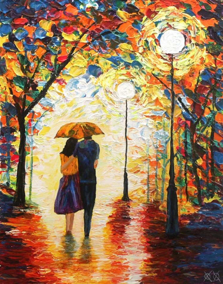 oil, Art, Colors, Beauty, Couple, Love, Tree HD Wallpaper Desktop Background