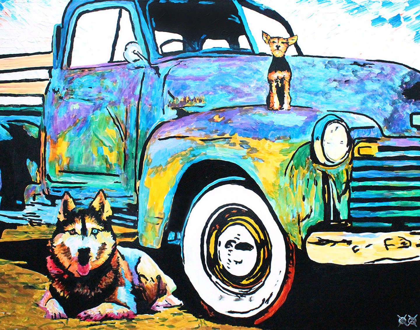 oil, Art, Animal, Dogs, Colors, Beauty Wallpaper