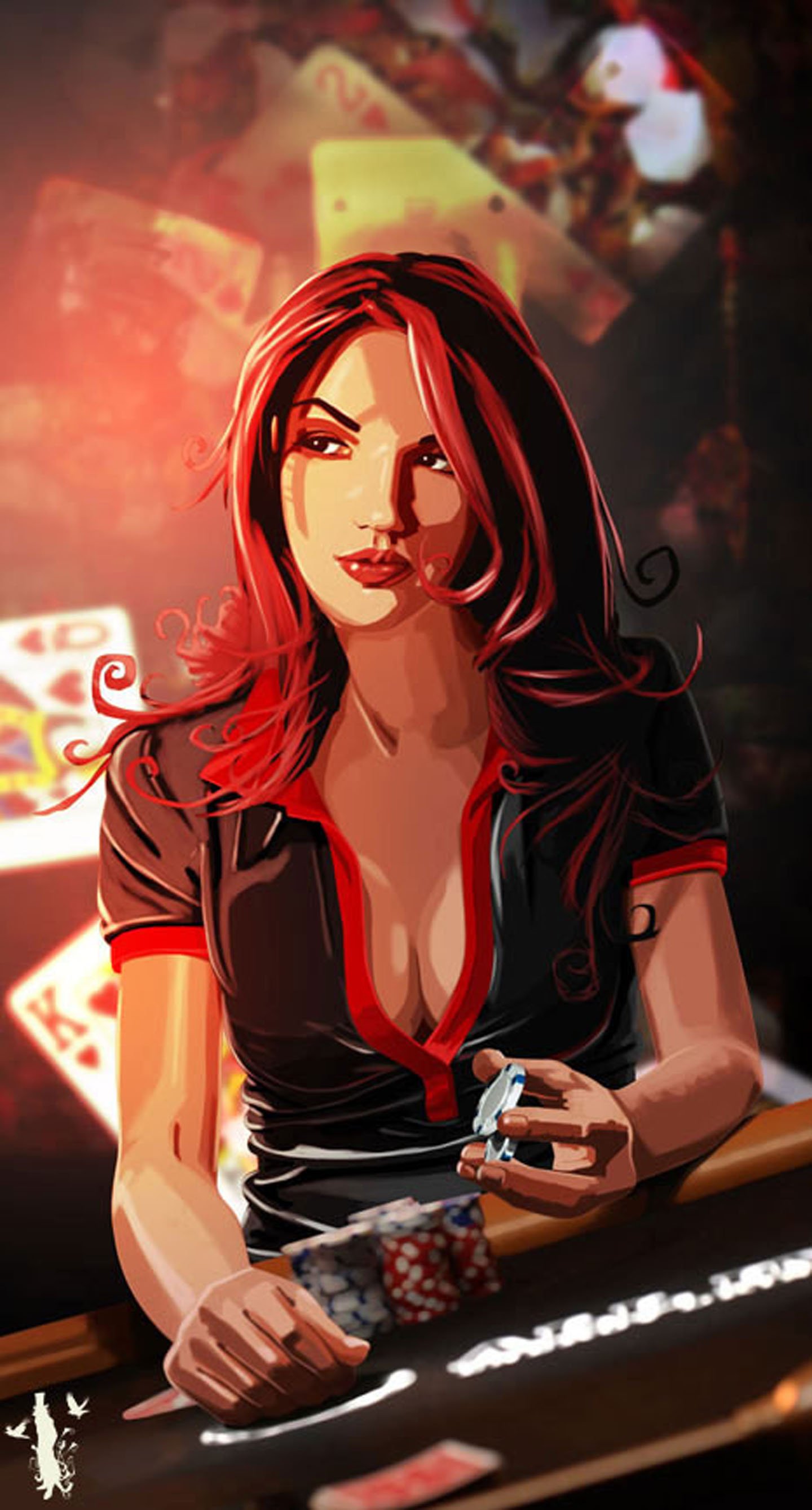 2d, Character, Girl, Woman, Illustration, Cards, Poker, Fantasy, Beauty