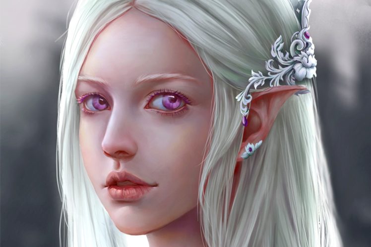 fantasy, Girl, Character, Beautiful, Long, Hair, Woman, Silver elf HD Wallpaper Desktop Background