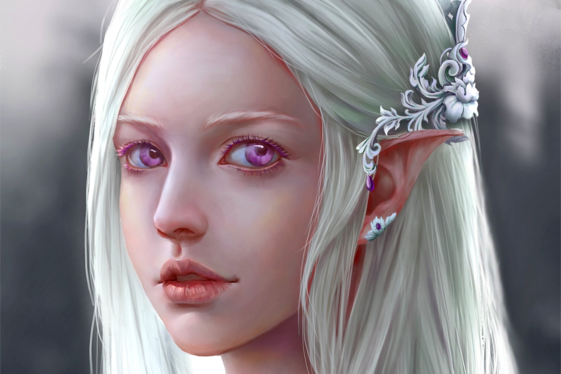 fantasy, Girl, Character, Beautiful, Long, Hair, Woman, Silver elf Wallpape...