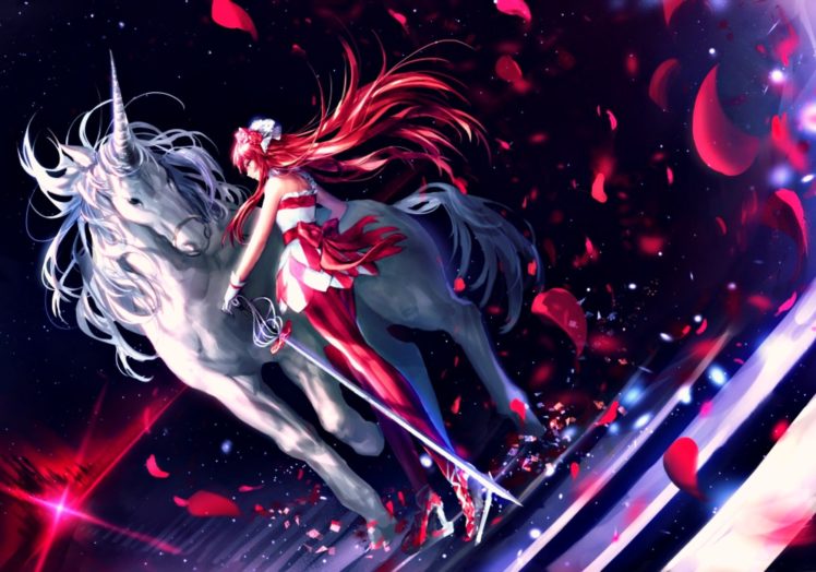 unicorn, Chibiusa, White, Blue, Pink, Anime, Petals, Luminos, Manga, Sailor, Moon, Girl HD Wallpaper Desktop Background