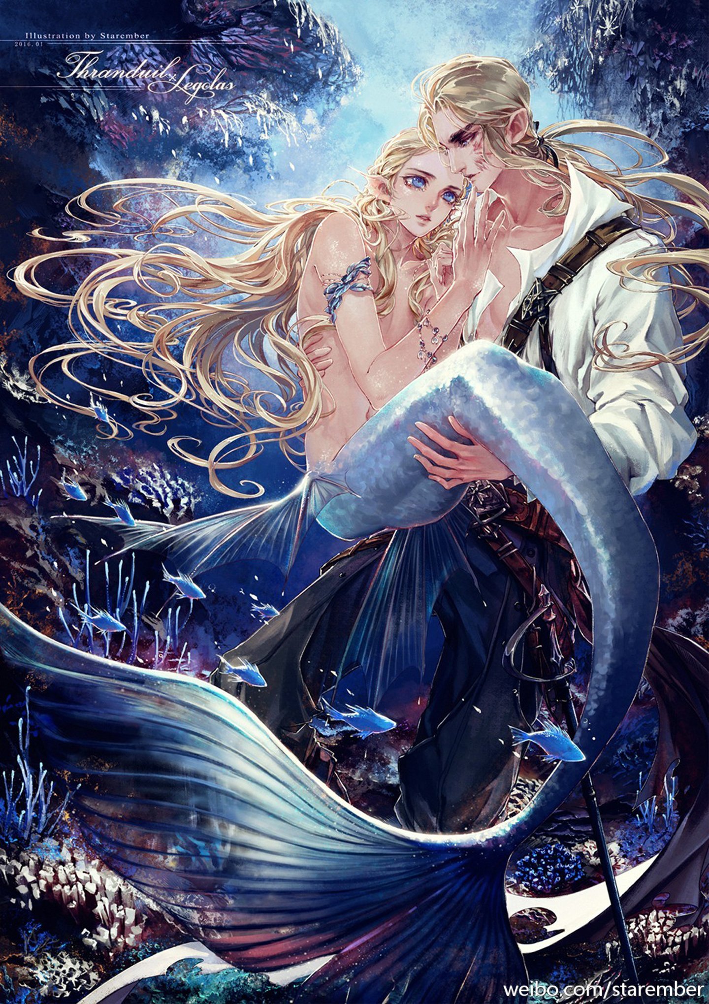 mermaid, Fantasy, Beauty, Male, Blue, Blue, Eyes, Fish Wallpaper
