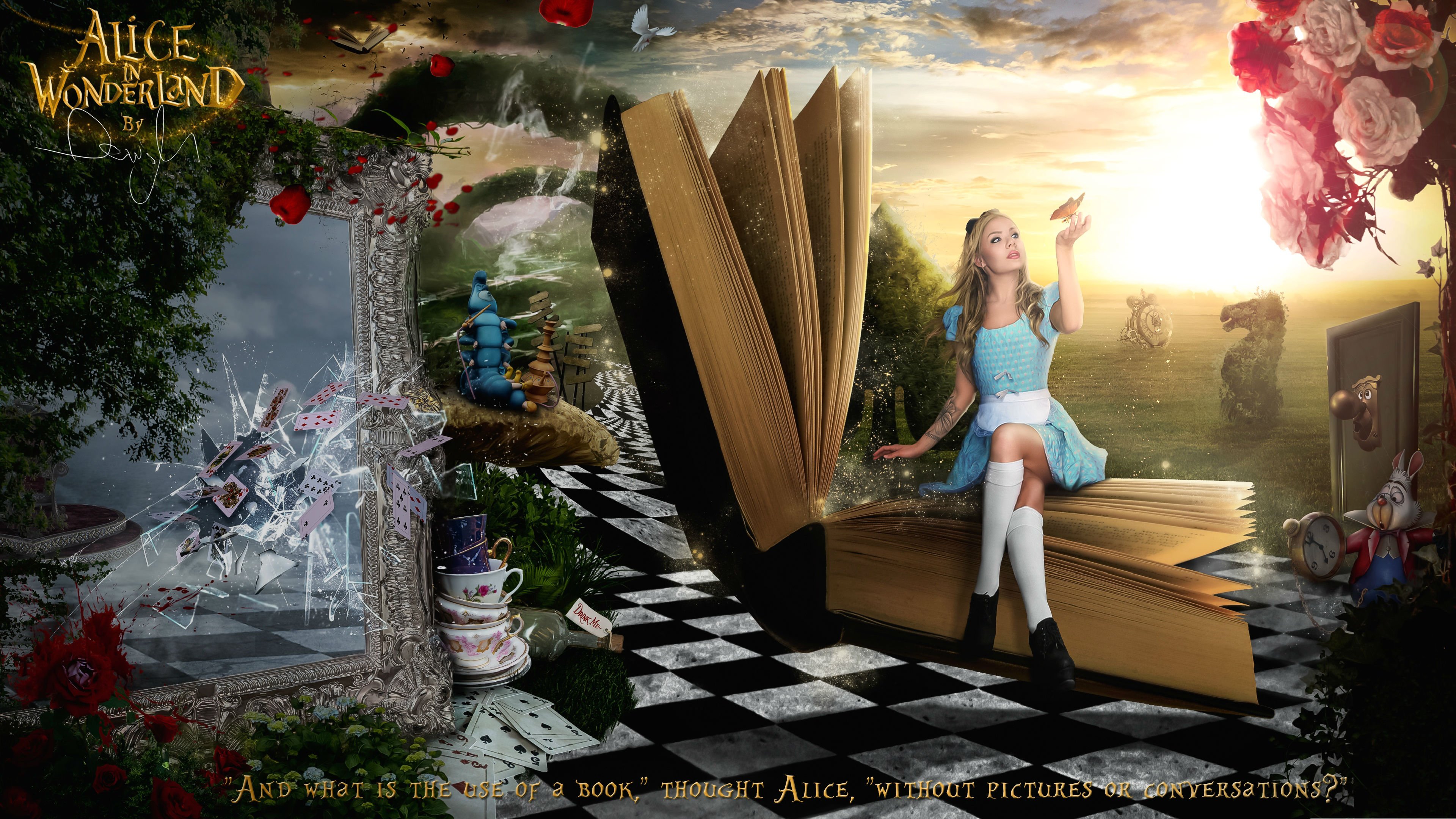 alice, Wonderland, Fantasy, Fairy, Adventure, Comedy, Depp, Disney, Poster, Cosplay Wallpaper