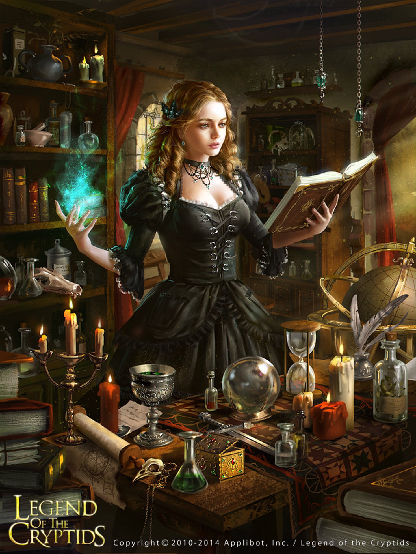 original, Fantasy, Character, Beauty, Legend, Witch, Magic, Book, Games, Girl, Dress, Long, Hair, Cryptids Wallpaper