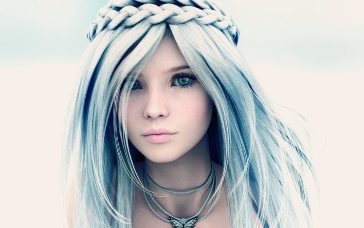 anime, Girl, Blue, Long, Hair, Blue, Eyes, Beauty HD Wallpaper Desktop Background