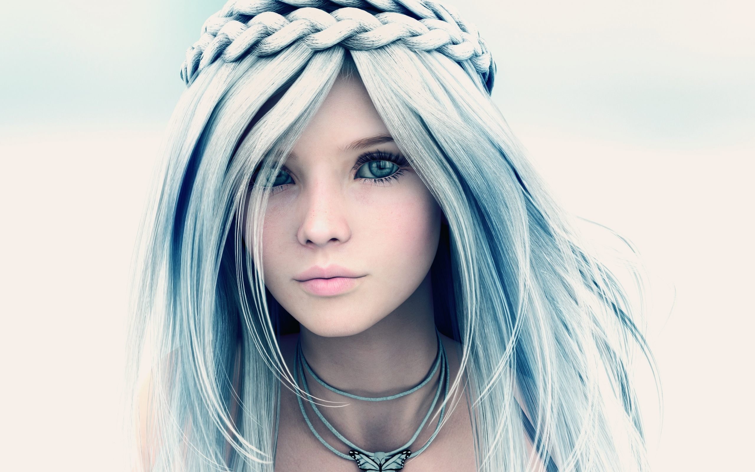 Blue Hair Girl Digital Art - wide 1