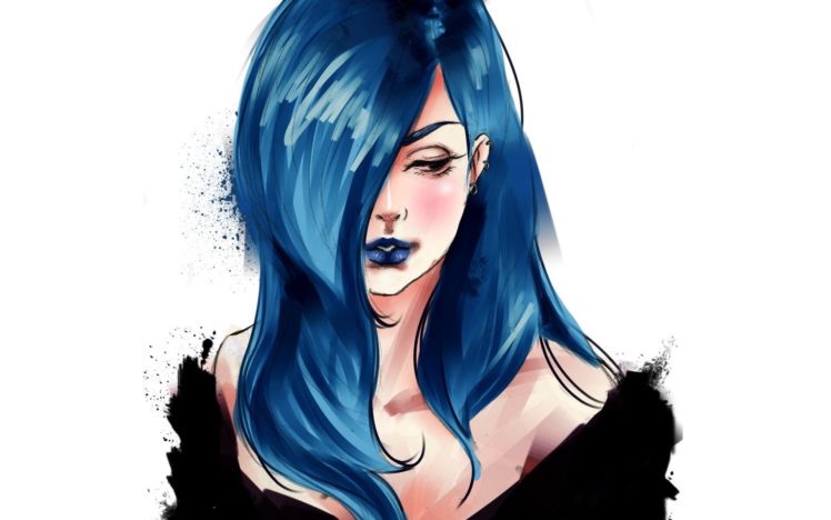 Anime Blue Hair Demi Lovato Drawing Girl Hd Illustration