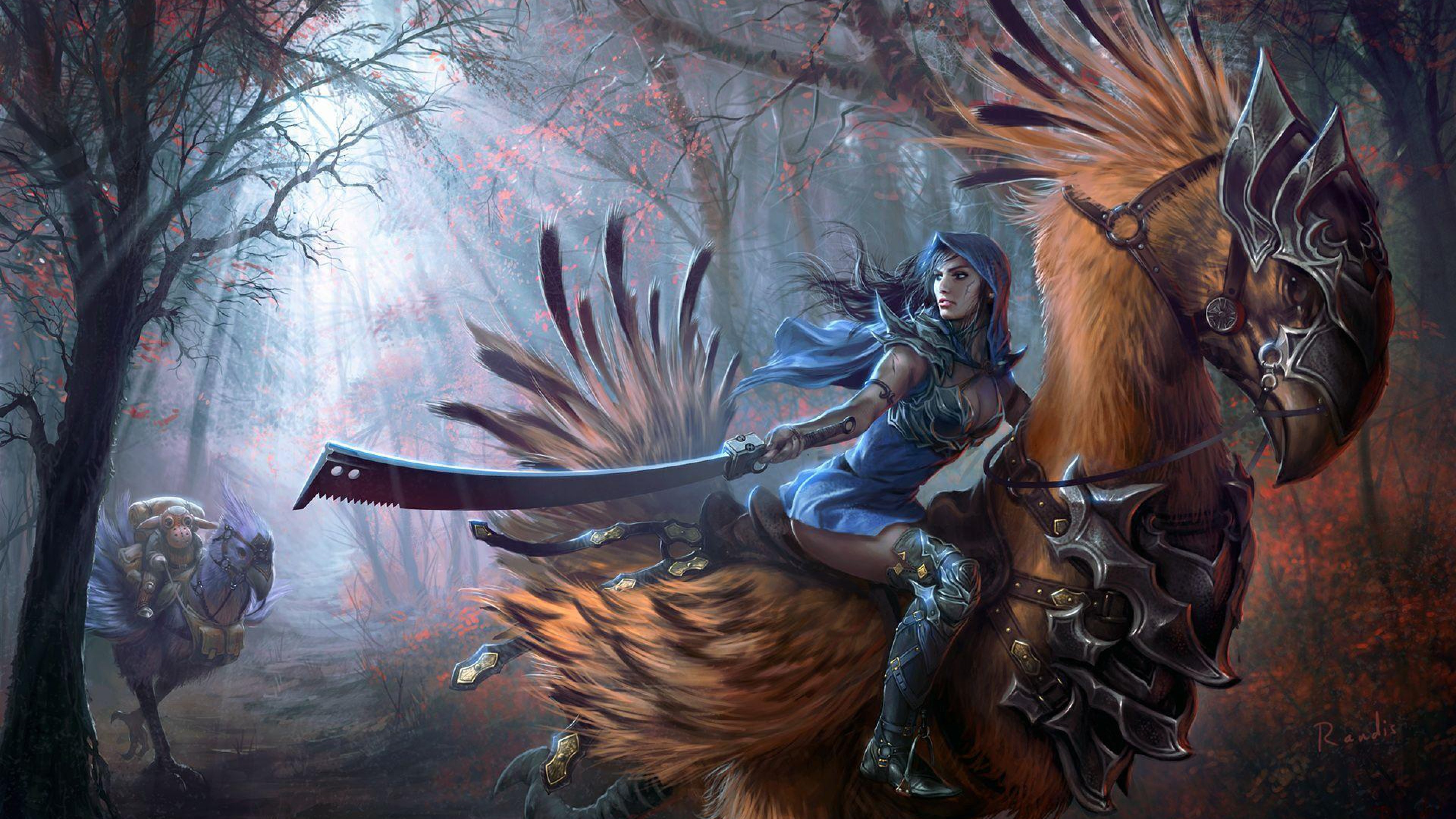 ave, Mujer, Espada, Fantasia Wallpaper